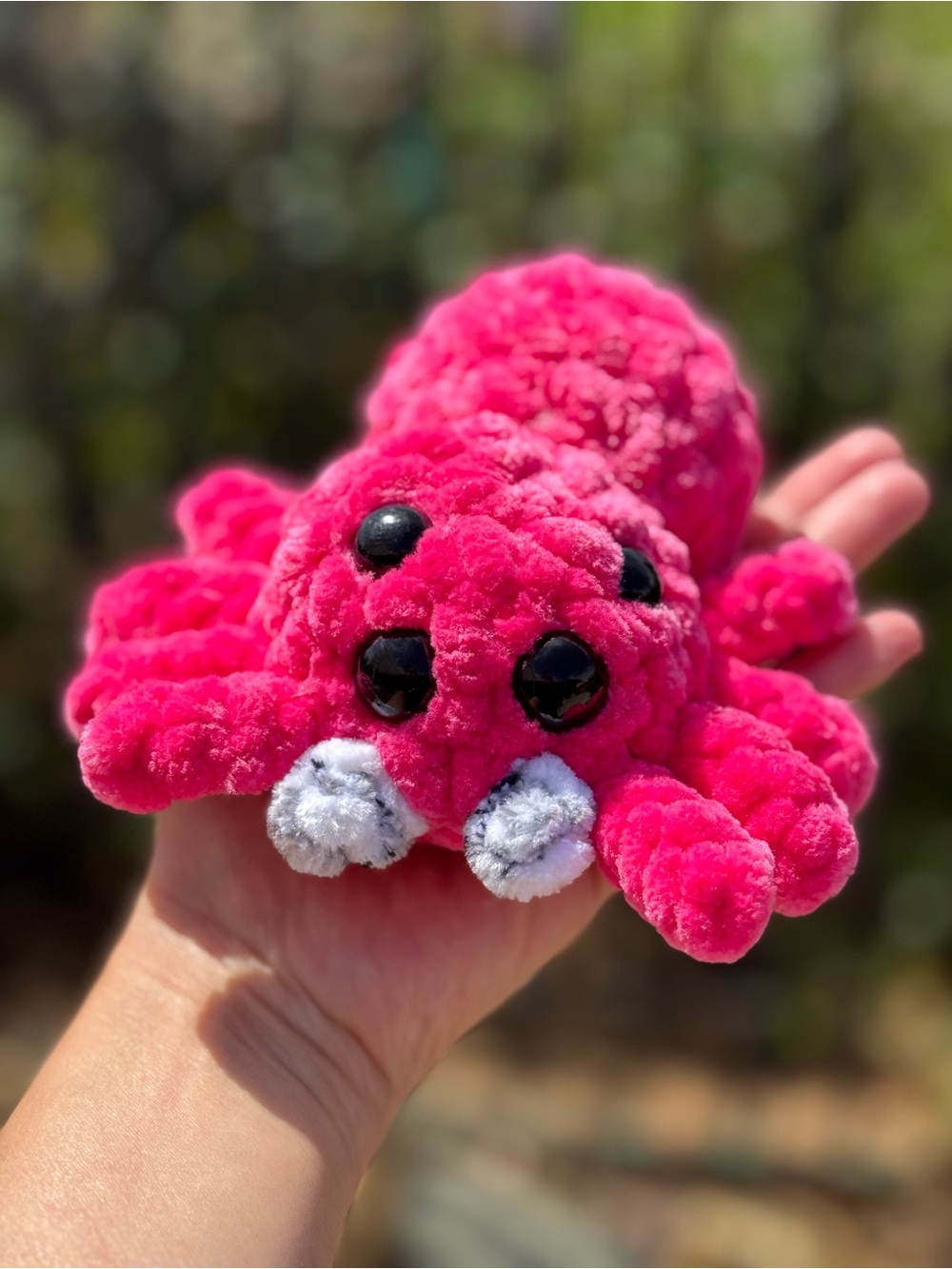 Crochet Pink Jumbo Jumping Spider plushie